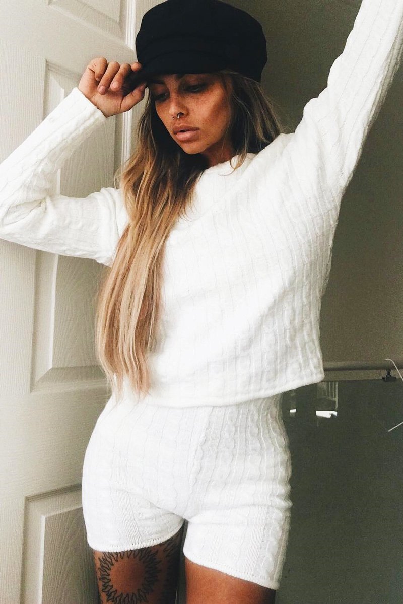 Cream Cable Knit Loungewear Set - Karlie-Loungewear