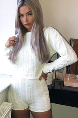 Cream Cable Knit Loungewear Set - Karlie-Loungewear