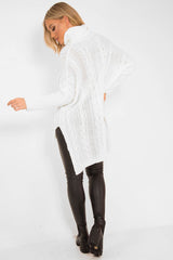 Cream Cable Knit Roll Neck Jumper - Laraina-Jumper