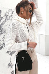 Cream Cable Knit Roll Neck Jumper - Laraina-Jumper