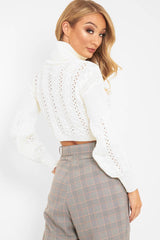 Cream Cable Knit Roll Neck Jumper - Maelie-Jumper