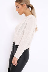Cream Cable Knit Scalloped Hem Jumper - Lilliana-Jumper