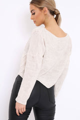Cream Cable Knit Scalloped Hem Jumper - Lilliana-Jumper