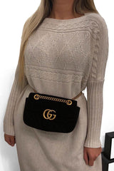 Cream Cable Knit Side Split Jumper Dress - Maniya-Dresses