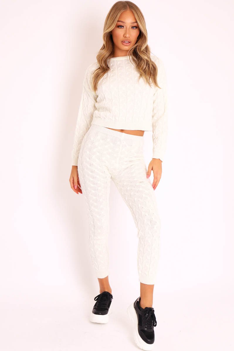 Cream Cable Knit Sweater and Leggings Co-ord - Ionia – Rebellious