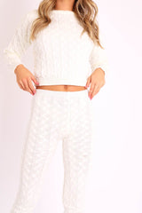 Cream Cable Knit Sweater and Leggings Loungewear Co-ord - Ionia-Co-ords