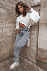 Cream Chunky Knit Button Front Cardigan - Florance-Cardigans