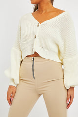 Cream Chunky Knit Button Front Cardigan - Florance-Cardigans