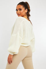 Cream Chunky Knit Button Front Cardigan - Florance-Cardigans