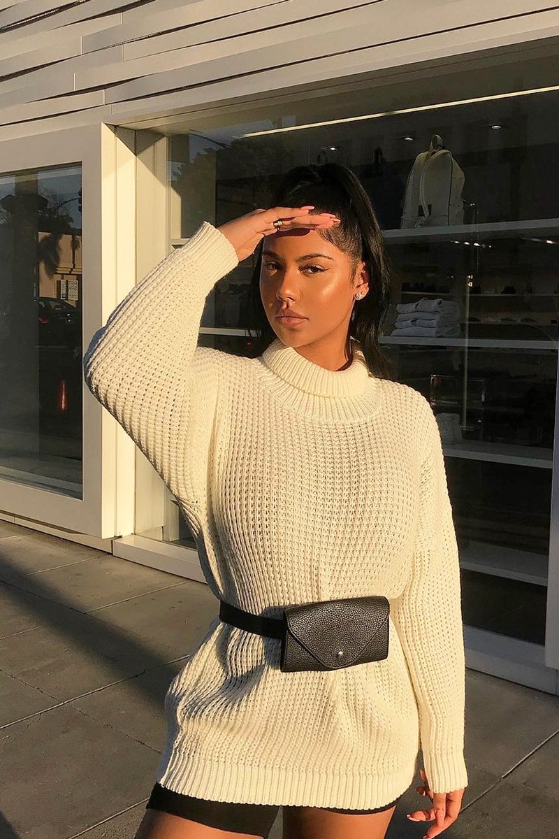 Cream Chunky Knit Jumper Dress - Maci Rebellious Fashion Cream Chunky Knit Jumper Dress - Maci Rebellious Fashion