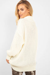 Cream Chunky Knit Jumper Dress - Maci-Dresses