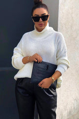 Cream Chunky Knit Jumper Dress - Maci-Dresses