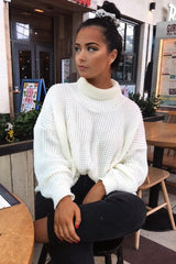 Cream Chunky Knit Jumper Dress - Maci-Dresses