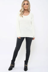 Cream Chunky Knit Pearl Jumper - Terri-Knitwear