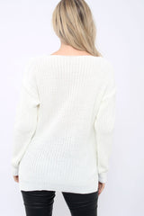 Cream Chunky Knit Pearl Jumper - Terri-Knitwear