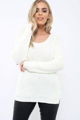 Cream Chunky Knit Pearl Jumper - Terri-Knitwear