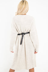 Cream Chunky Knit Slash Neck Jumper Dress - Hessie-Dresses