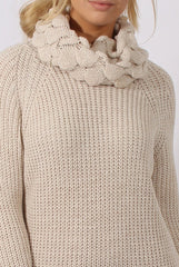 Cream Chunky Turtleneck Knit Jumper Dress - Cloe-Jumper
