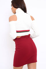 Cream Cold Shoulder Jumper with Stripe Detail - Cala-Jumper