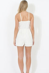 Cream Crochet Front Playsuit - Roxanne-Playsuits