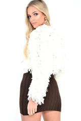 Cream Crop Shaggy Jacket - Idelle-Jackets