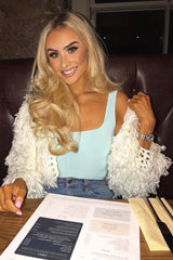 Cream Crop Shaggy Jacket - Idelle-Jackets