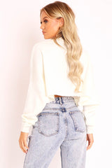 Cream Cropped Batwing Jumper - Lizy-Crop Jumper