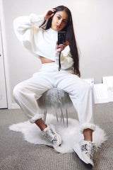 Cream Cropped Batwing Jumper - Lizy-Crop Jumper