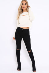 Cream Cut Out Key Hole Jumper - Miranda-Jumper