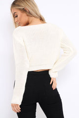 Cream Cut Out Key Hole Jumper - Miranda-Jumper