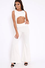 Cream Cut Out Middle Jumpsuit - Dixi-Jumpsuits
