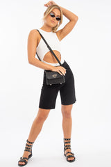 Cream Cut Out Racer Neck Sleeveless Bodysuit - Kourtney-Bodysuits