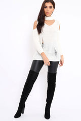 Cream Distressed Pearl Chunky Knit Jumper - Narla-Jumper