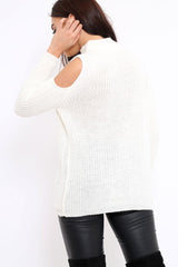 Cream Distressed Pearl Chunky Knit Jumper - Narla-Jumper