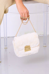 Cream Faux Fur Crossbody Bag - Daliza-Bags