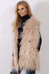 Cream Faux Fur Shaggy Gilet - Liberty-Jackets