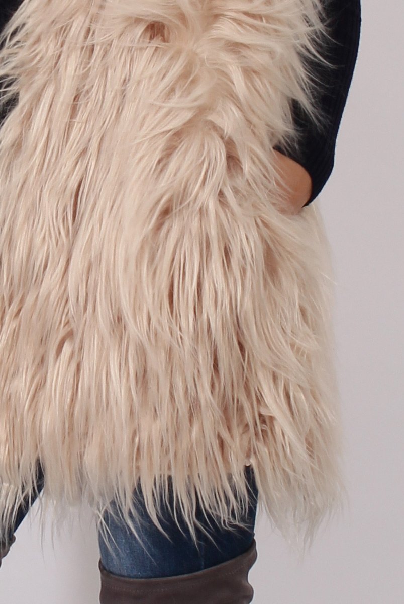 Cream Faux Fur Shaggy Gilet - Liberty-Jackets