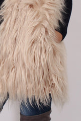 Cream Faux Fur Shaggy Gilet - Liberty-Jackets
