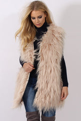 Cream Faux Fur Shaggy Gilet - Liberty-Jackets