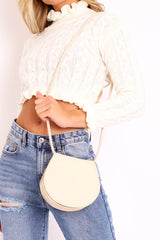 Cream Faux Leather Rounded Cross Body Bag - Toby-Bags