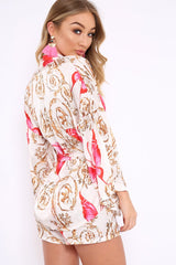 Cream Floral Scarf Print Short And Jacket Co-Ord - Eadie-Co-ords