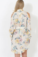 Cream Floral Shirt Dress - Nicola-Dresses