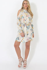 Cream Floral Shirt Dress - Nicola-Dresses