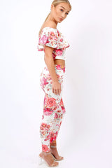 Cream Floral Tapered Trousers - Minnie-Trousers