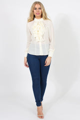 Cream Frill Front Blouse - Camille-Blouses