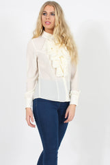 Cream Frill Front Blouse - Camille-Blouses