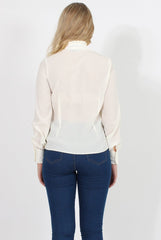 Cream Frill Front Blouse - Camille-Blouses