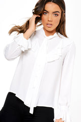 Cream Frill Sleeve Blouse - Amara-Tops