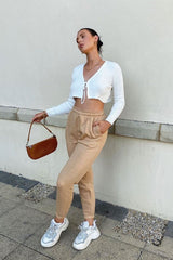 Cream Front Tie Knit Cardigan Top - Paloma-Cardigans