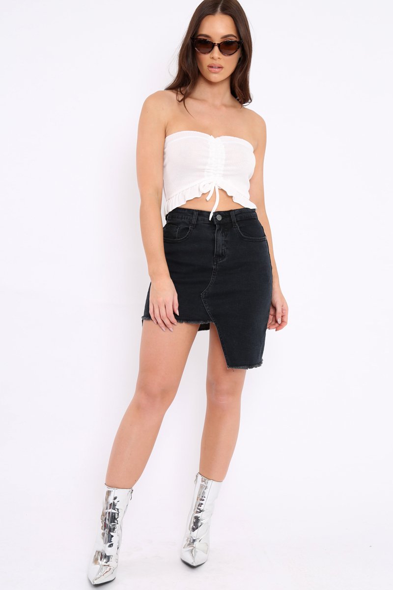 Cream Gathered Middle Bandeau Crop Top - Darlah-Crop Tops